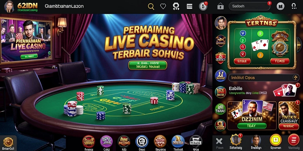 Tampilan permainan Live Casino yang mendebarkan di 62IDN.