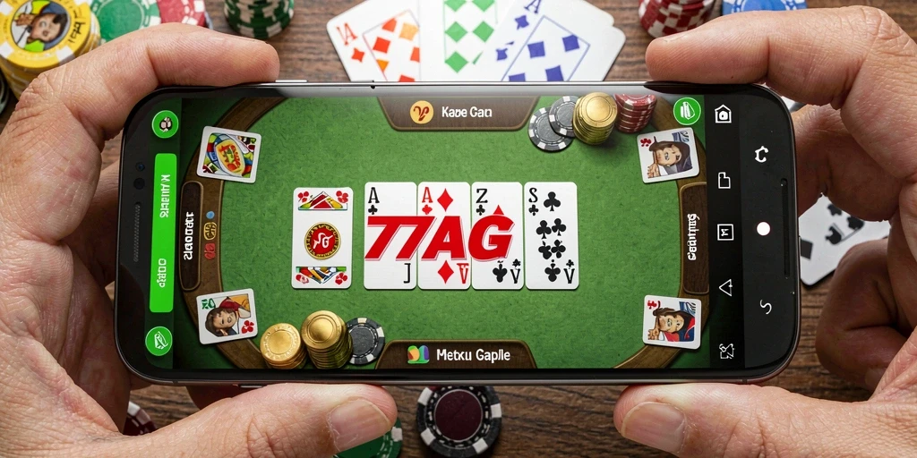 Gameplay seru Gaple di 77AG dengan teman dan pemain lain.