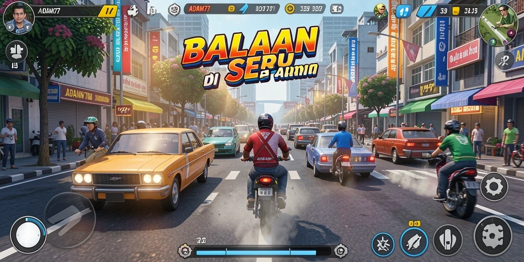 Gameplay seru balapan mobil di ADAM77 dengan trek menarik.
