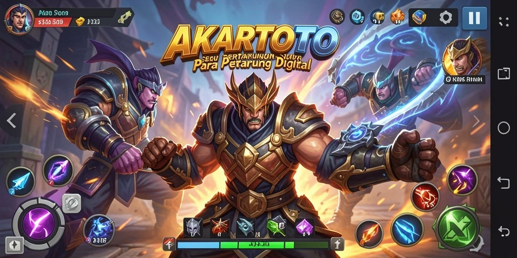 Tampilan gameplay AKARTOTO yang mendebarkan saat pertarungan berlangsung.