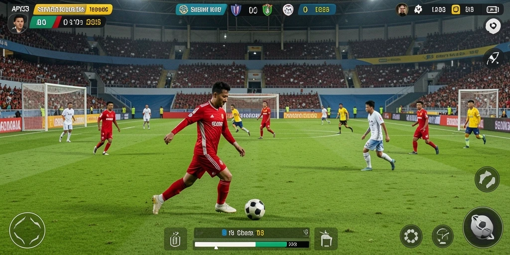 Tampilan gameplay mendebarkan dari pertandingan sepak bola di API33.
