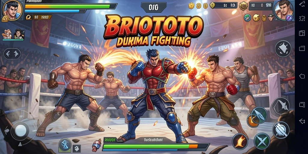 Tangkapan layar BRIOTOTO menampilkan aksi pertarungan yang intens.