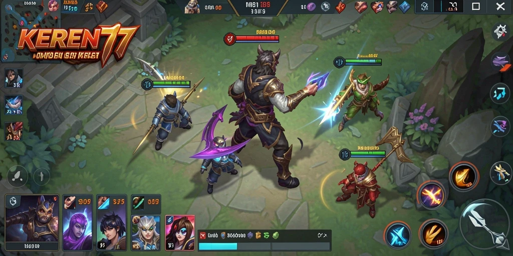 Tampilan menarik dari gameplay KEREN77 saat pertempuran berlangsung.