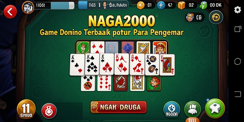 Screenshot gameplay NAGA2000 menampilkan suasana bermain Domino yang seru dan interaktif.