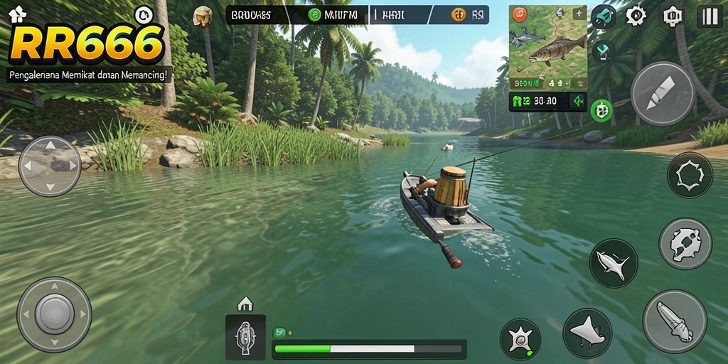 Gameplay memancing RR666 yang mengasyikkan dan realistis.