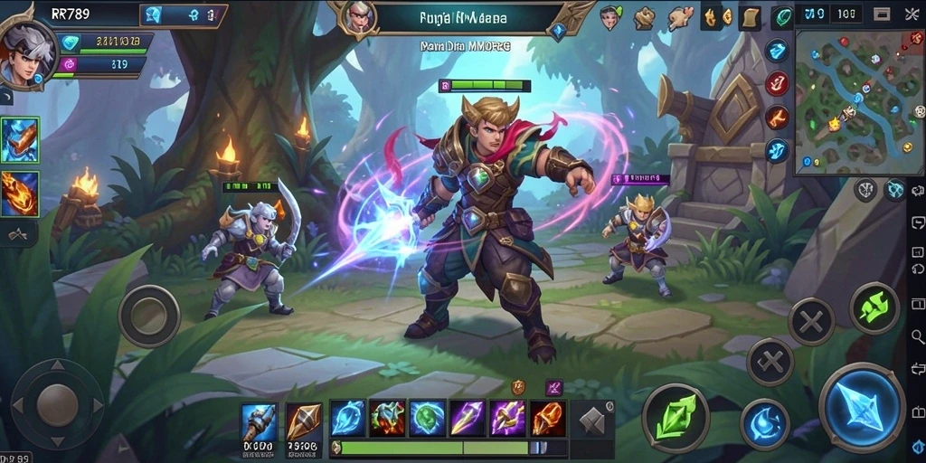 Screenshot gameplay menunjukkan pertarungan seru di dunia MMORPG.