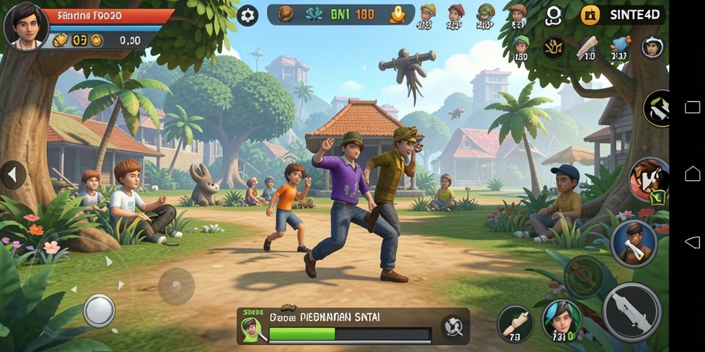 Tampilan gameplay <strong>SINTE4D</strong> dengan suasana yang ceria dan menyenangkan.
