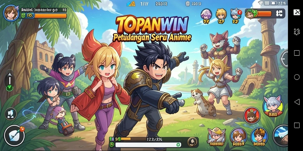Tampilan gameplay seru dari game Anime TOPANWIN dengan karakter yang unik.